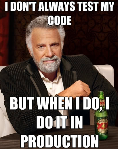 Testing code in production meme