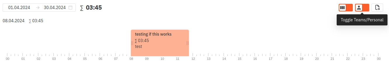 The personal view of tracked time.